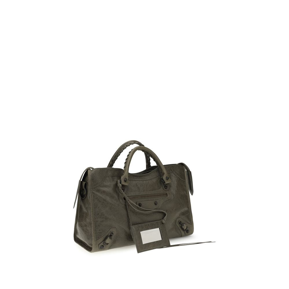 Balenciaga Le City Medium Army Green Leather Handbag