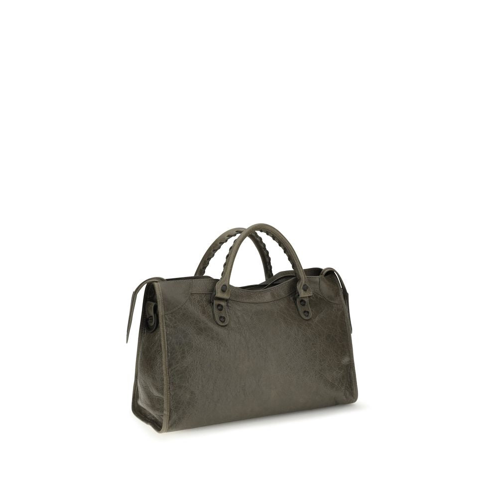 Balenciaga Le City Medium Army Green Leather Handbag
