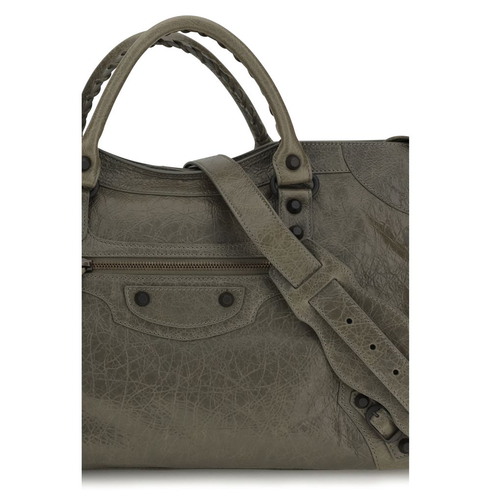 Balenciaga Le City Medium Army Green Leather Handbag
