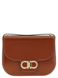 Ferragamo Double Gancini XS Dark Cognac Leather Crossbody Bag