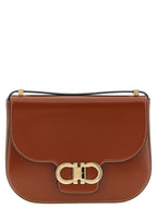 Ferragamo Double Gancini XS Dark Cognac Leather Crossbody Bag