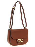 Ferragamo Double Gancini XS Dark Cognac Leather Crossbody Bag