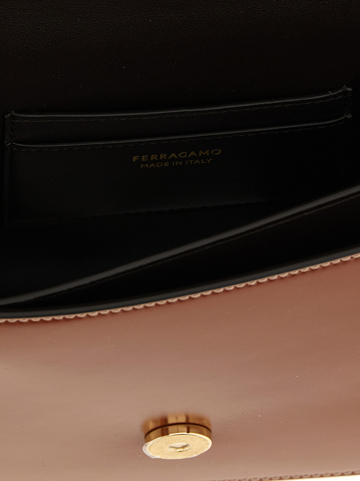Ferragamo Double Gancini XS Dark Cognac Leather Crossbody Bag