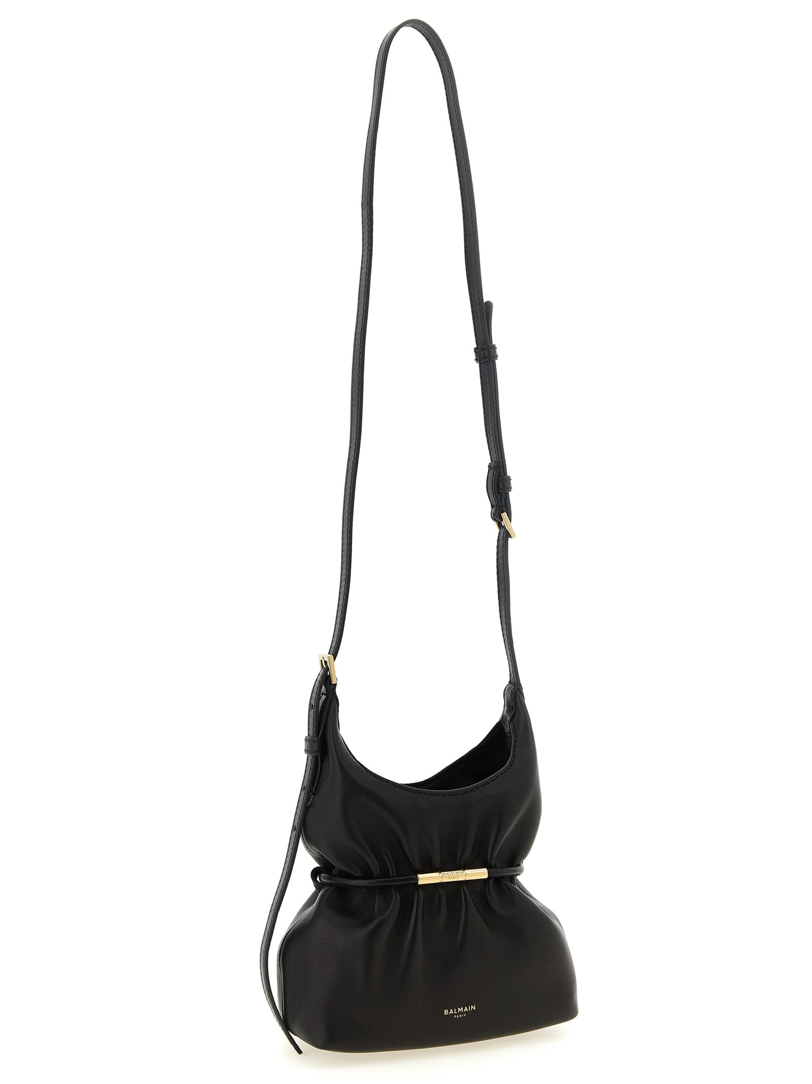 Balmain Sphynx Mini Smooth Leather Bag Black