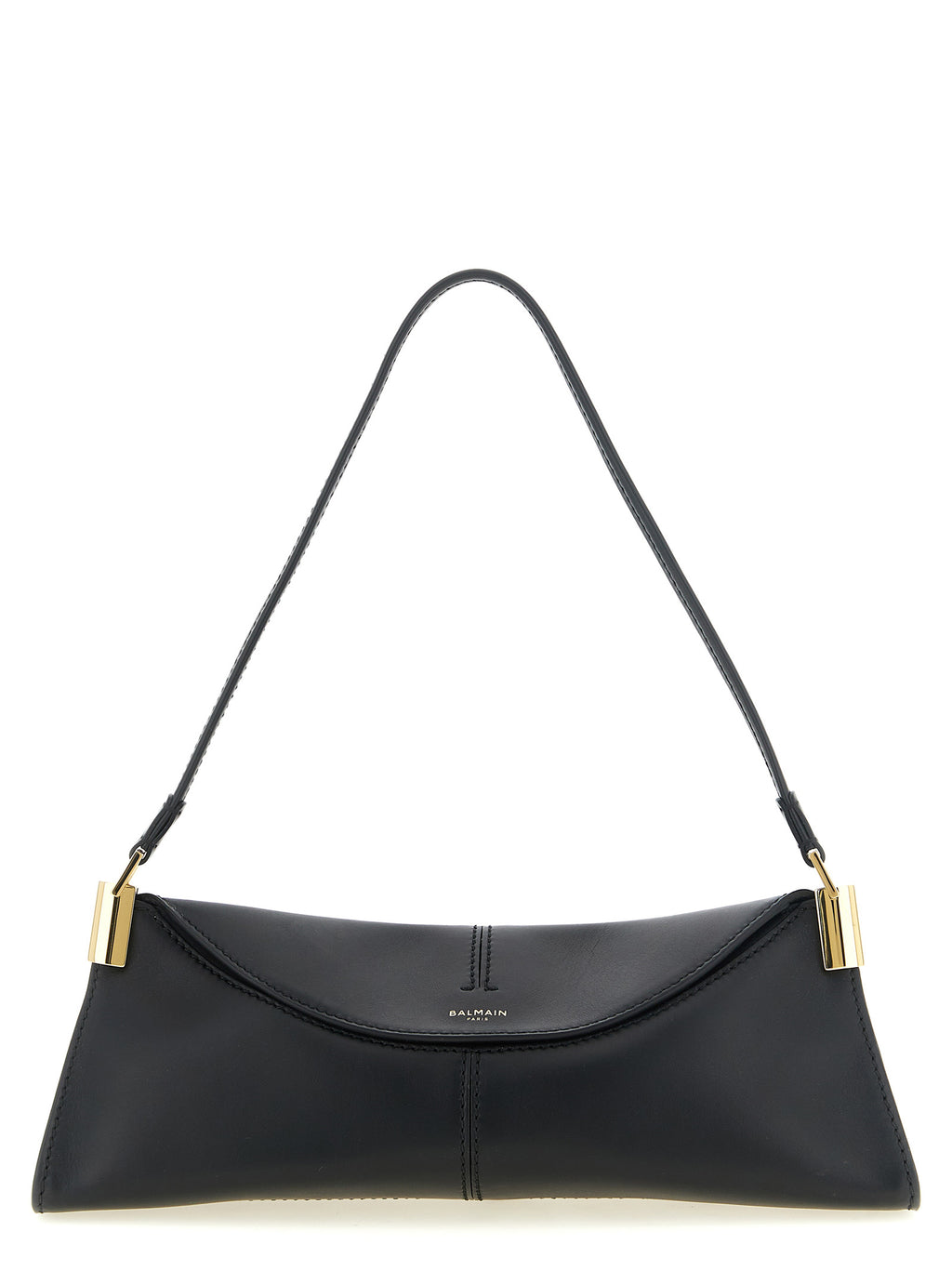 Balmain 64-83 Small Leather Shoulder Bag Black