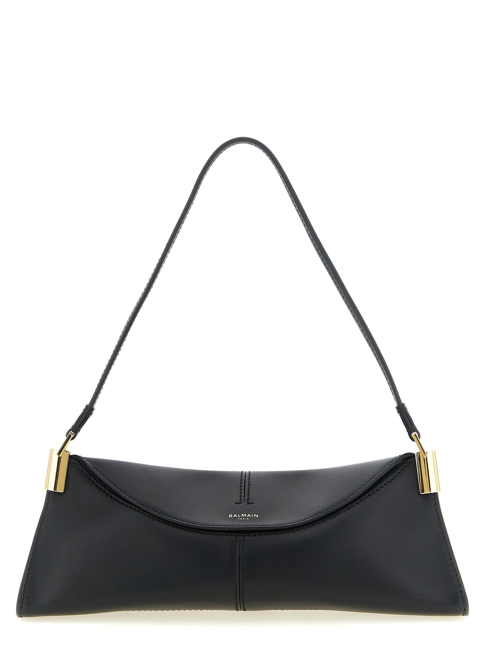 Balmain 64-83 Small Leather Shoulder Bag Black
