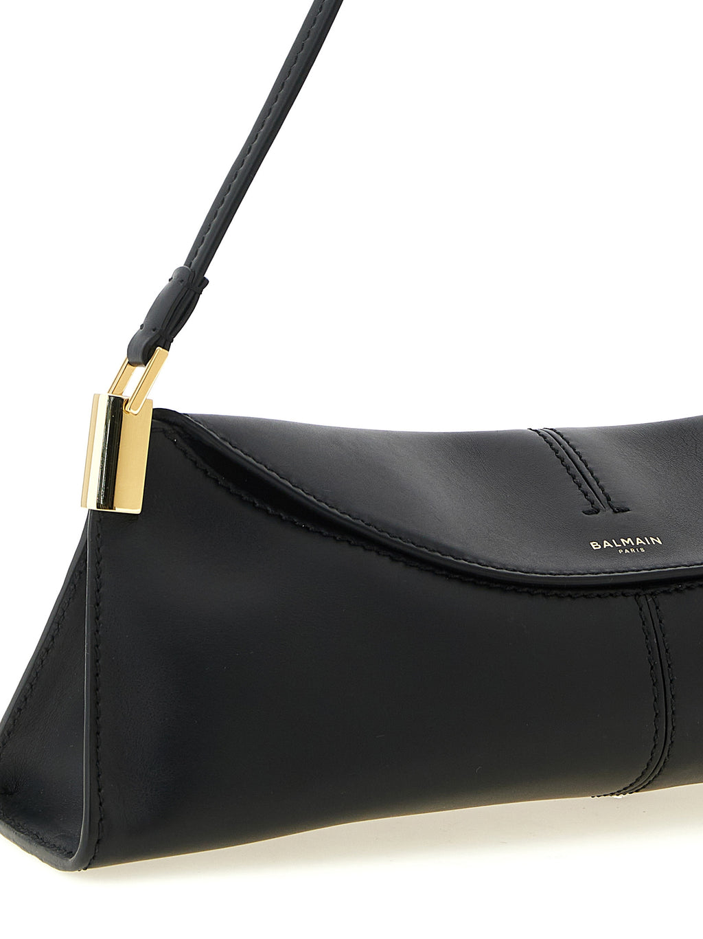 Balmain 64-83 Small Leather Shoulder Bag Black