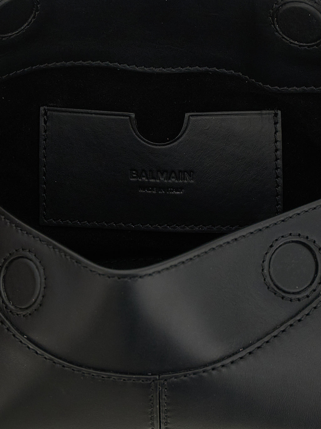 Balmain 64-83 Small Leather Shoulder Bag Black