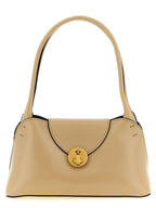 Versace Vivian Small East/West Leather Shoulder Bag Beige