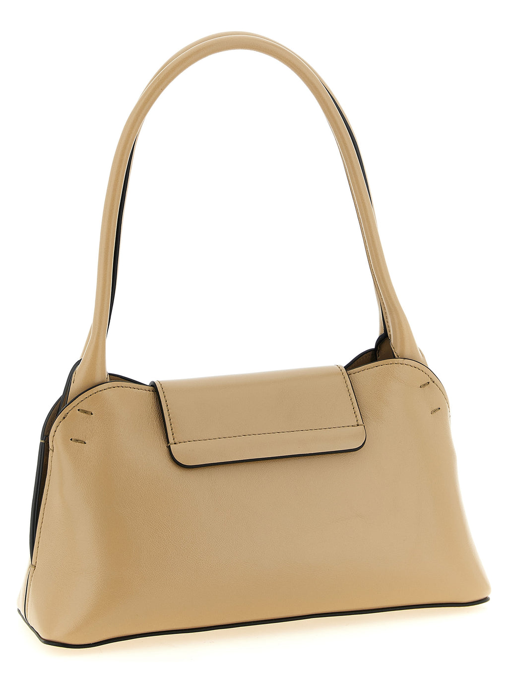 Versace Vivian Small East/West Leather Shoulder Bag Beige