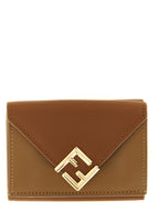 Fendi FF Diamonds Micro Trifold Leather Wallet Brown