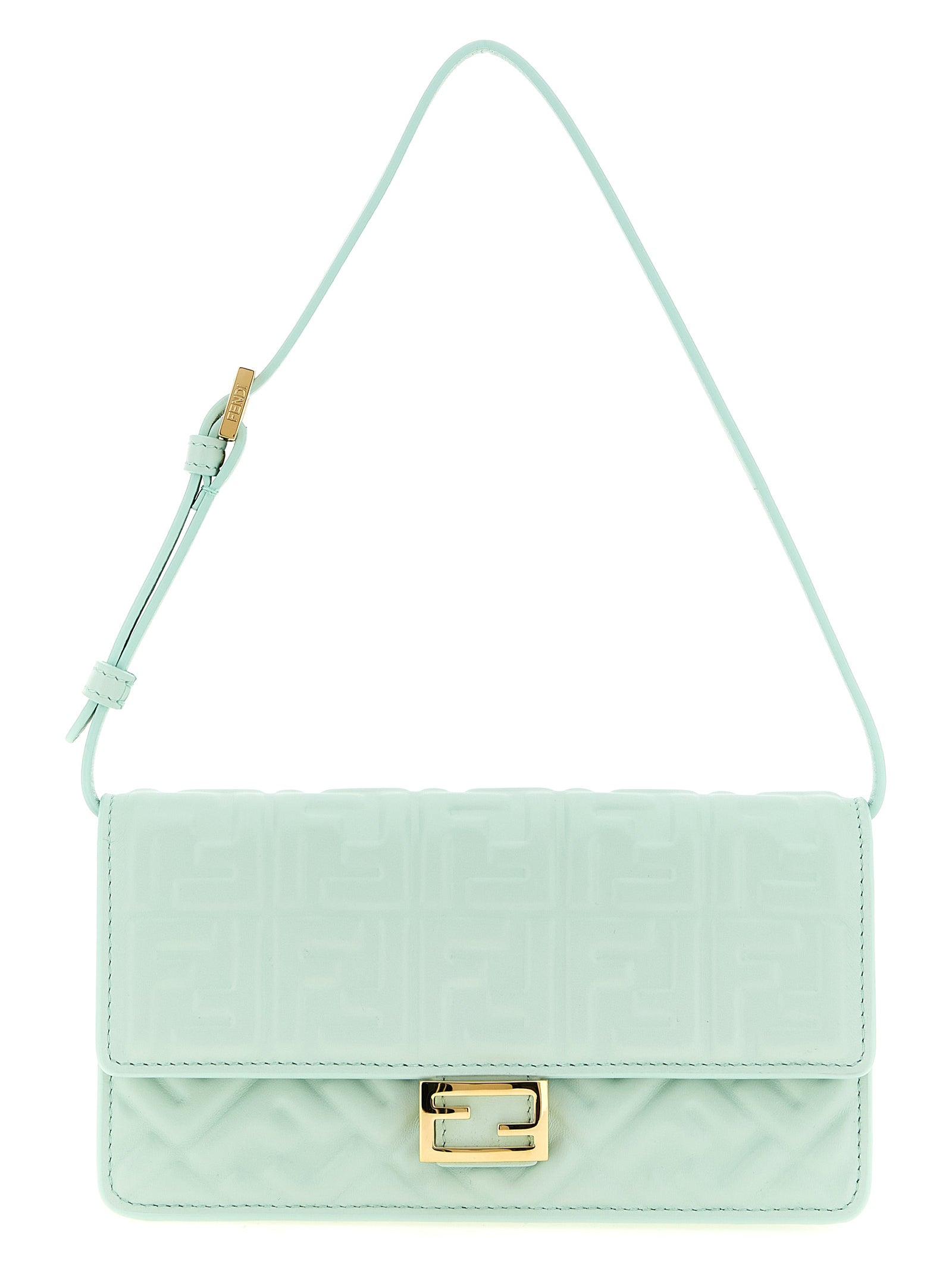 Fendi Wallet On Chain Baguette Nappa Leather Light Green