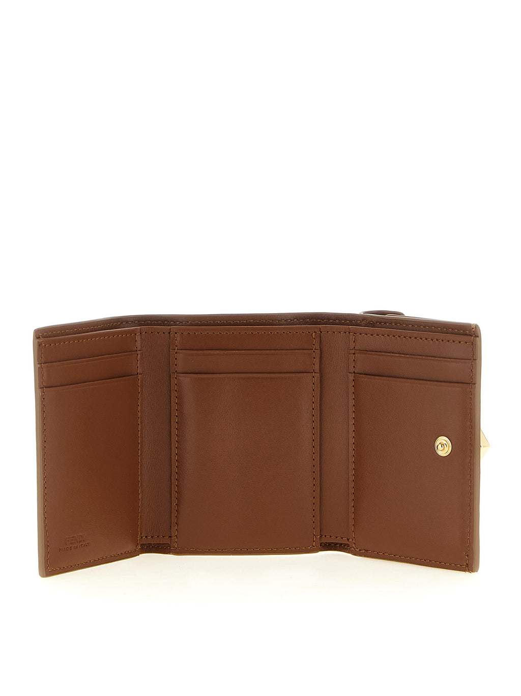 Fendi FF Diamonds Micro Trifold Leather Wallet Brown