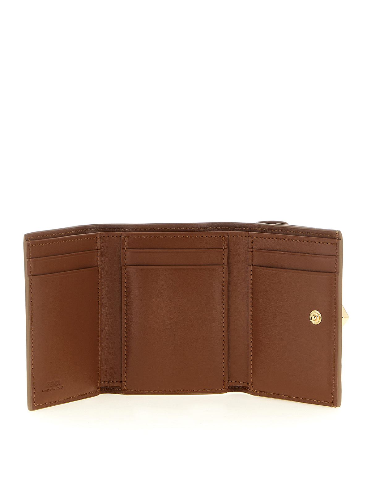 Fendi FF Diamonds Micro Trifold Leather Wallet Brown