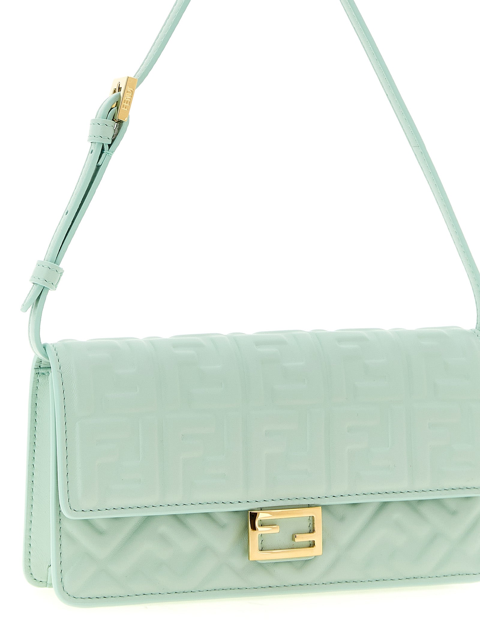 Fendi Wallet On Chain Baguette Nappa Leather Light Green