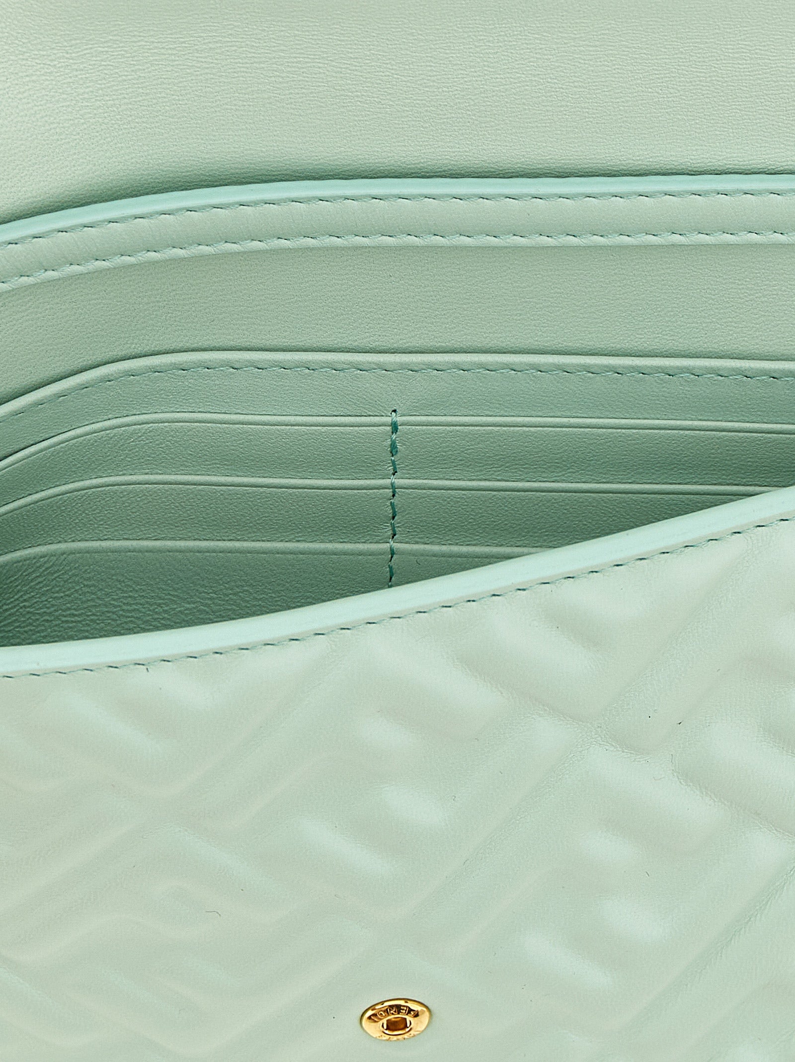Fendi Wallet On Chain Baguette Nappa Leather Light Green