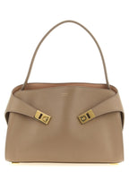 Ferragamo Hug Soft Shoulder Bag (M) Warm Taupe Dusty Pink