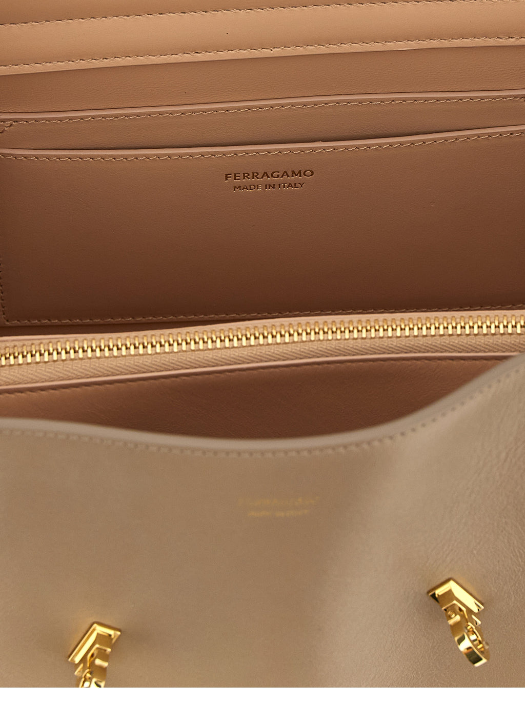 Ferragamo Hug Soft Shoulder Bag (M) Warm Taupe Dusty Pink
