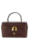 Pinko Vanity Soft Glossy Leather Crossbody Bag Dark Red