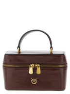 Pinko Vanity Soft Glossy Leather Crossbody Bag Dark Red