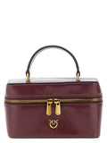 Pinko Vanity Soft Glossy Leather Crossbody Bag Dark Red
