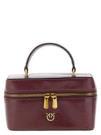 Pinko Vanity Soft Glossy Leather Crossbody Bag Dark Red