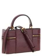 Pinko Vanity Soft Glossy Leather Crossbody Bag Dark Red