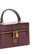 Pinko Vanity Soft Glossy Leather Crossbody Bag Dark Red