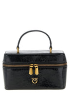 Pinko Vanity Soft Glossy Leather Crossbody Bag Black