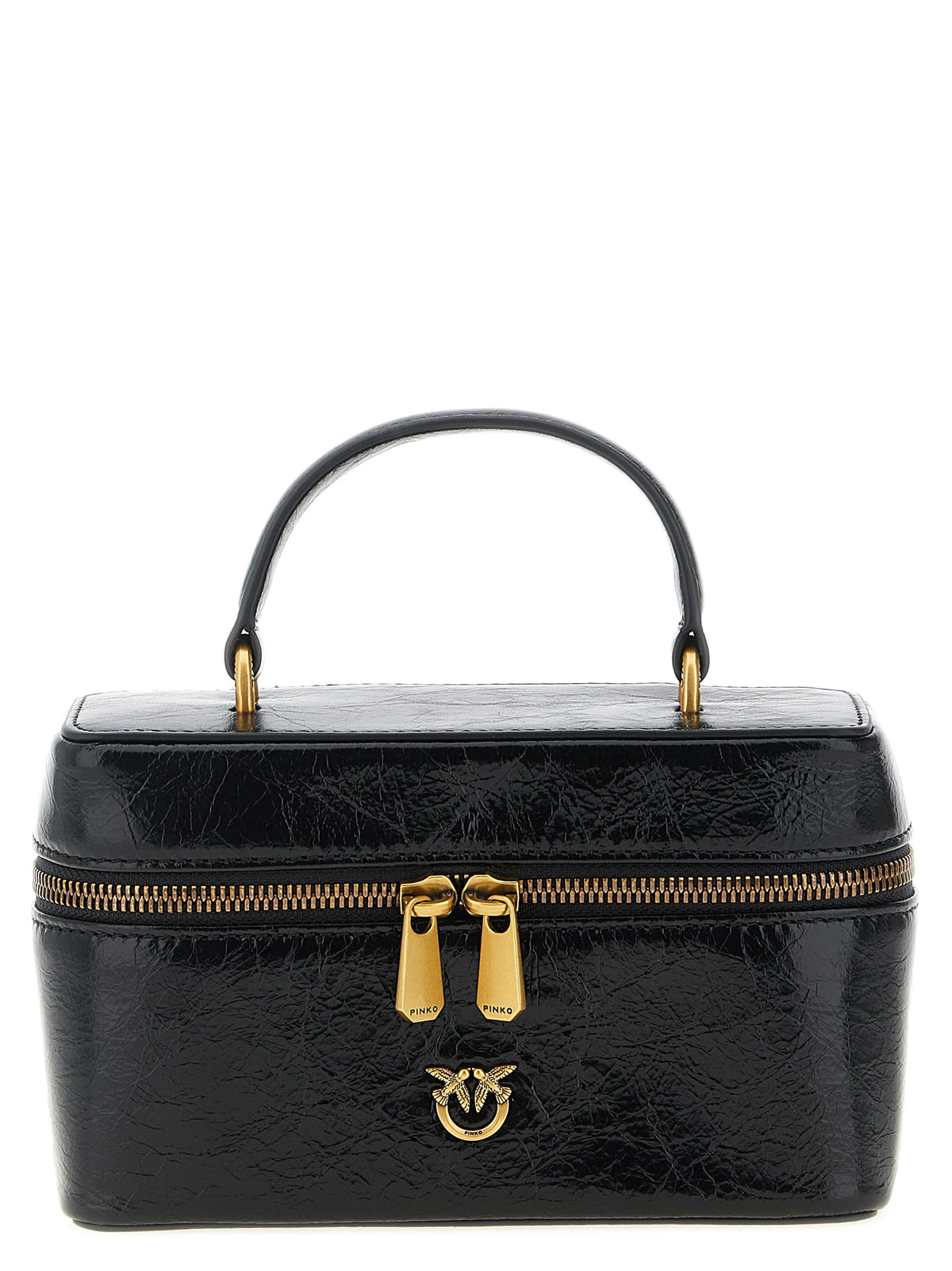 Pinko Vanity Soft Glossy Leather Crossbody Bag Black