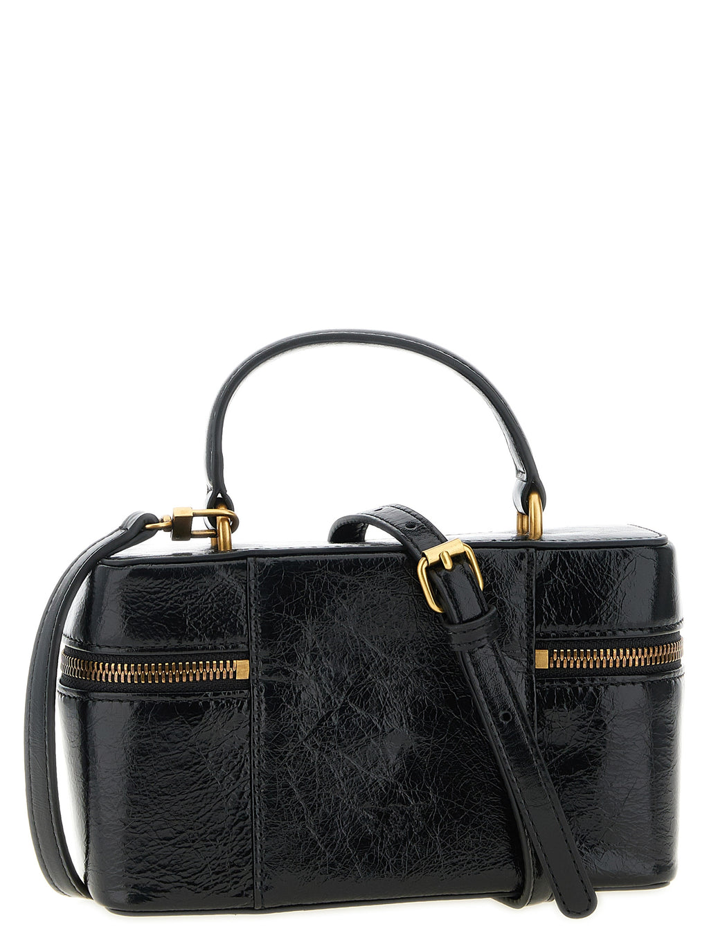 Pinko Vanity Soft Glossy Leather Crossbody Bag Black