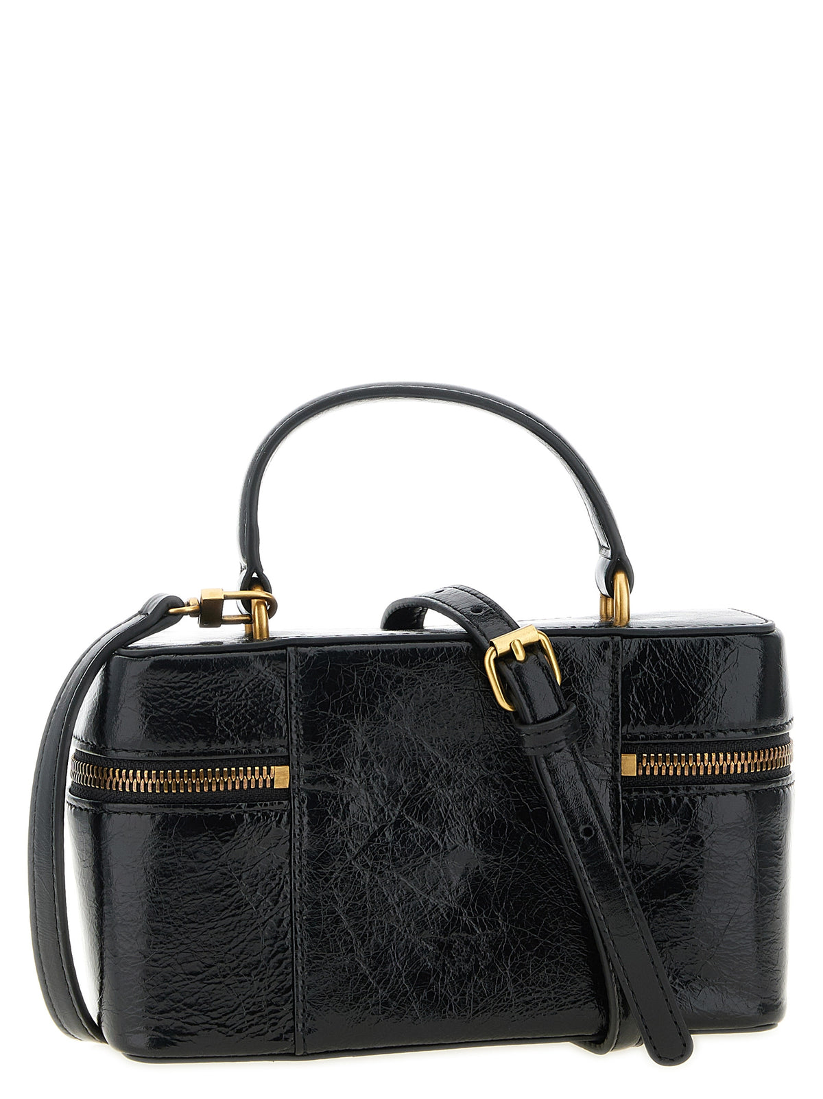 Pinko Vanity Soft Glossy Leather Crossbody Bag Black