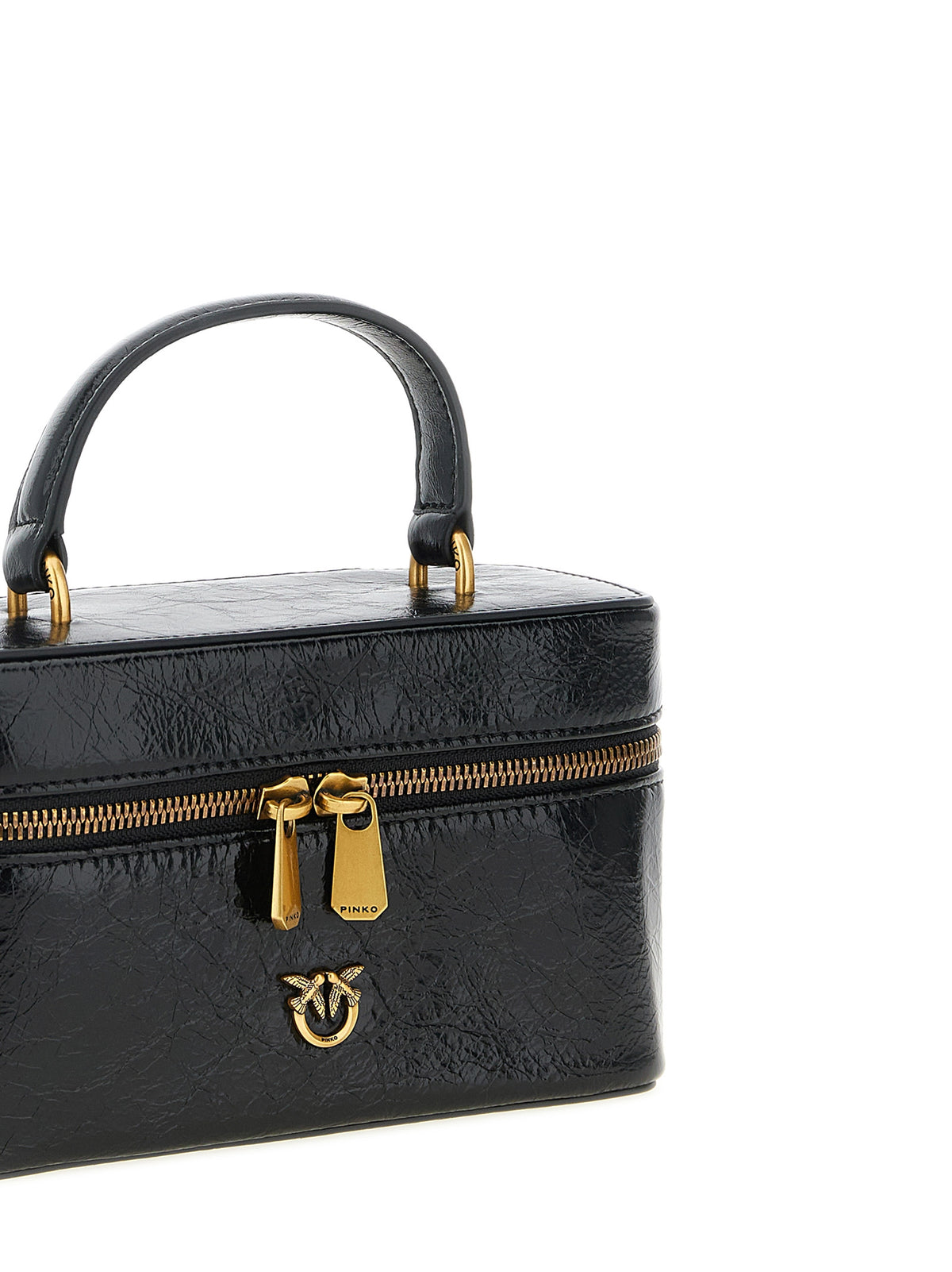 Pinko Vanity Soft Glossy Leather Crossbody Bag Black