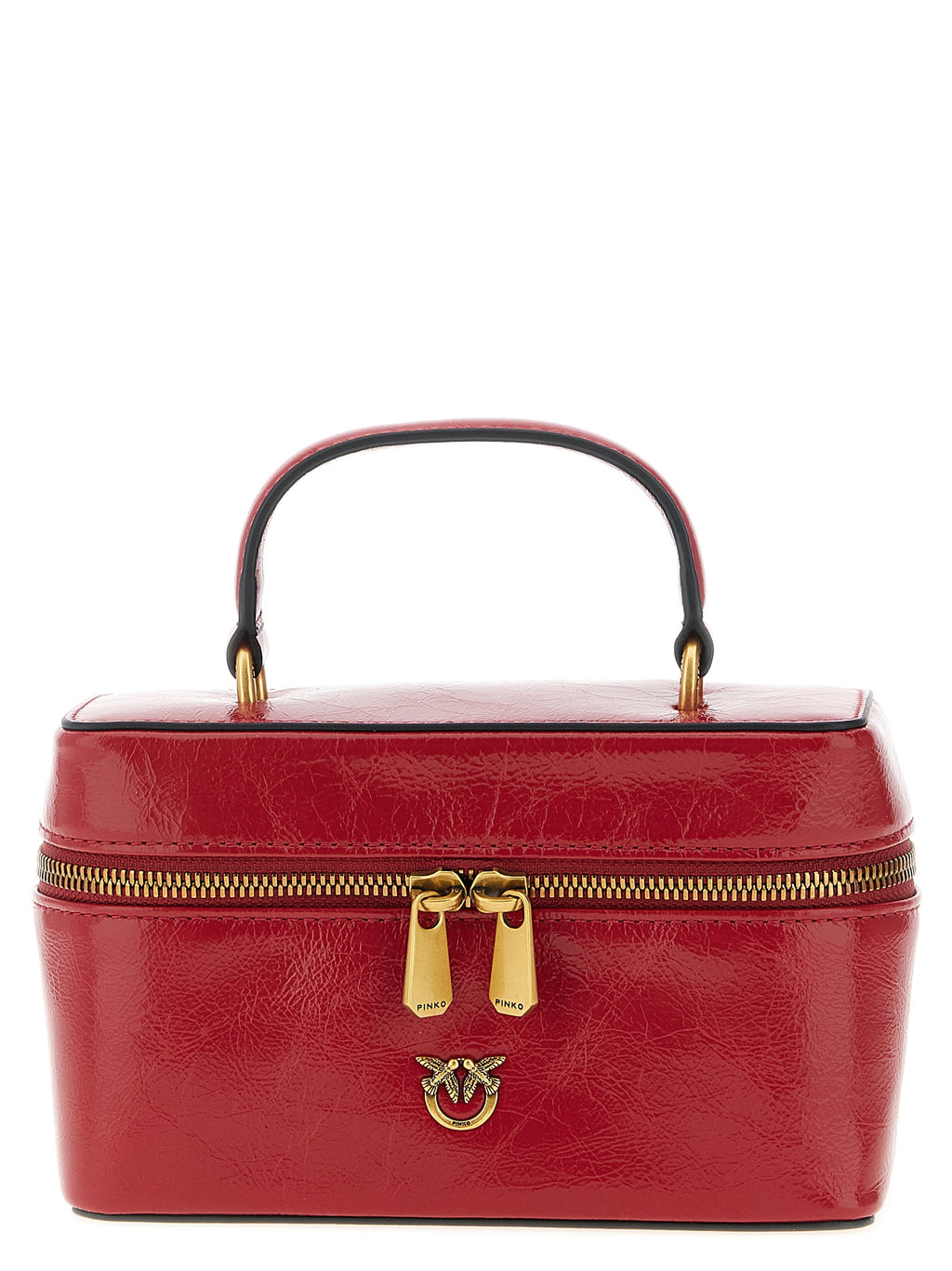 Pinko Vanity Soft Glossy Leather Crossbody Bag Red