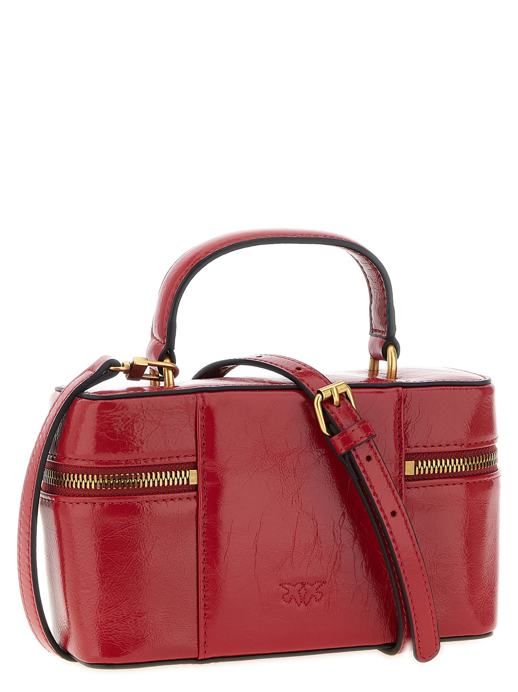 Pinko Vanity Soft Glossy Leather Crossbody Bag Red