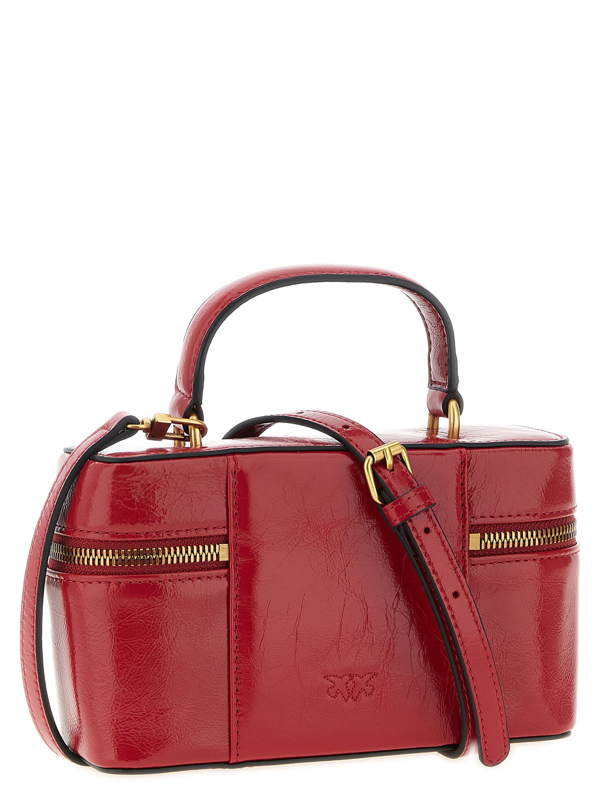 Pinko Vanity Soft Glossy Leather Crossbody Bag Red