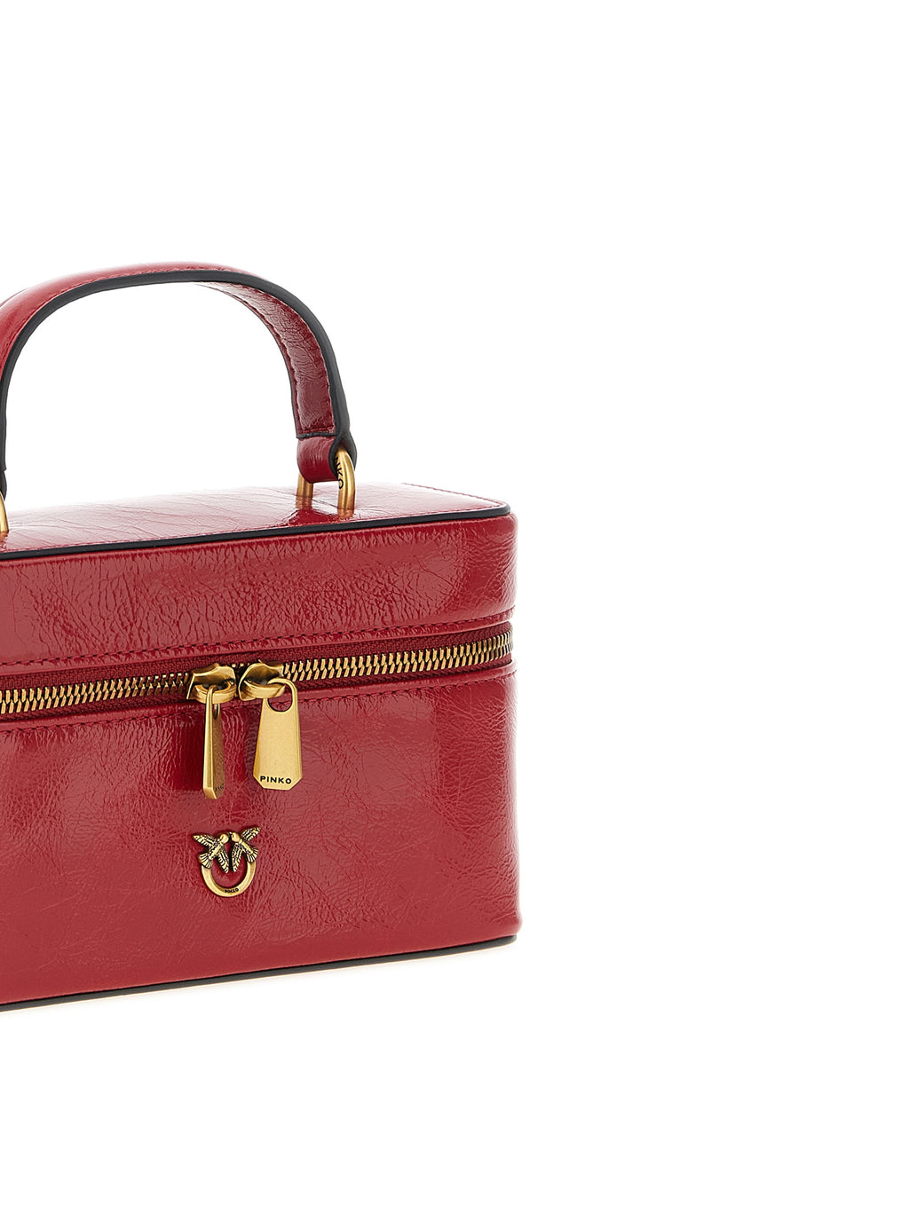 Pinko Vanity Soft Glossy Leather Crossbody Bag Red