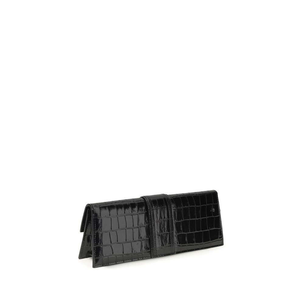 Jacquemus Le Bambino Crocodile-Effect Pouch Black