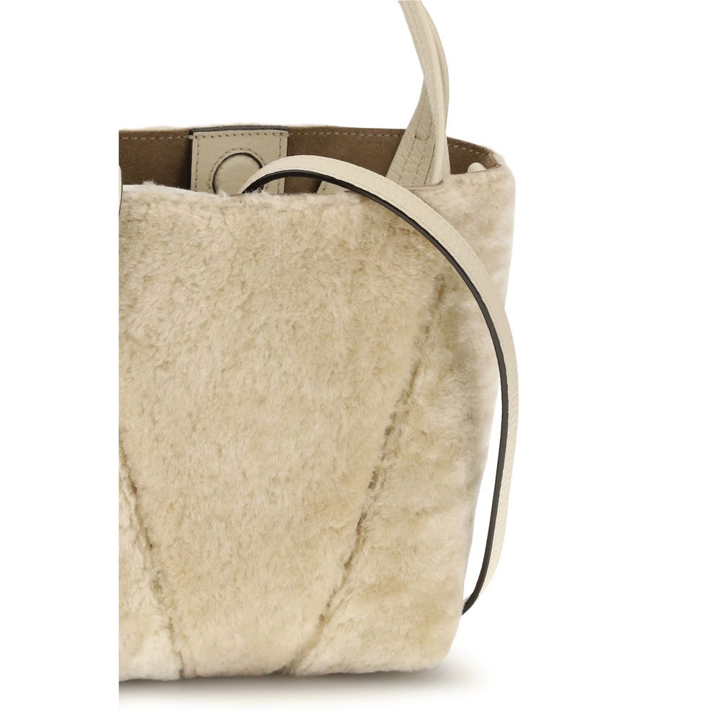 Chloé Small Spin Shearling Tote Bag Sweet Beige