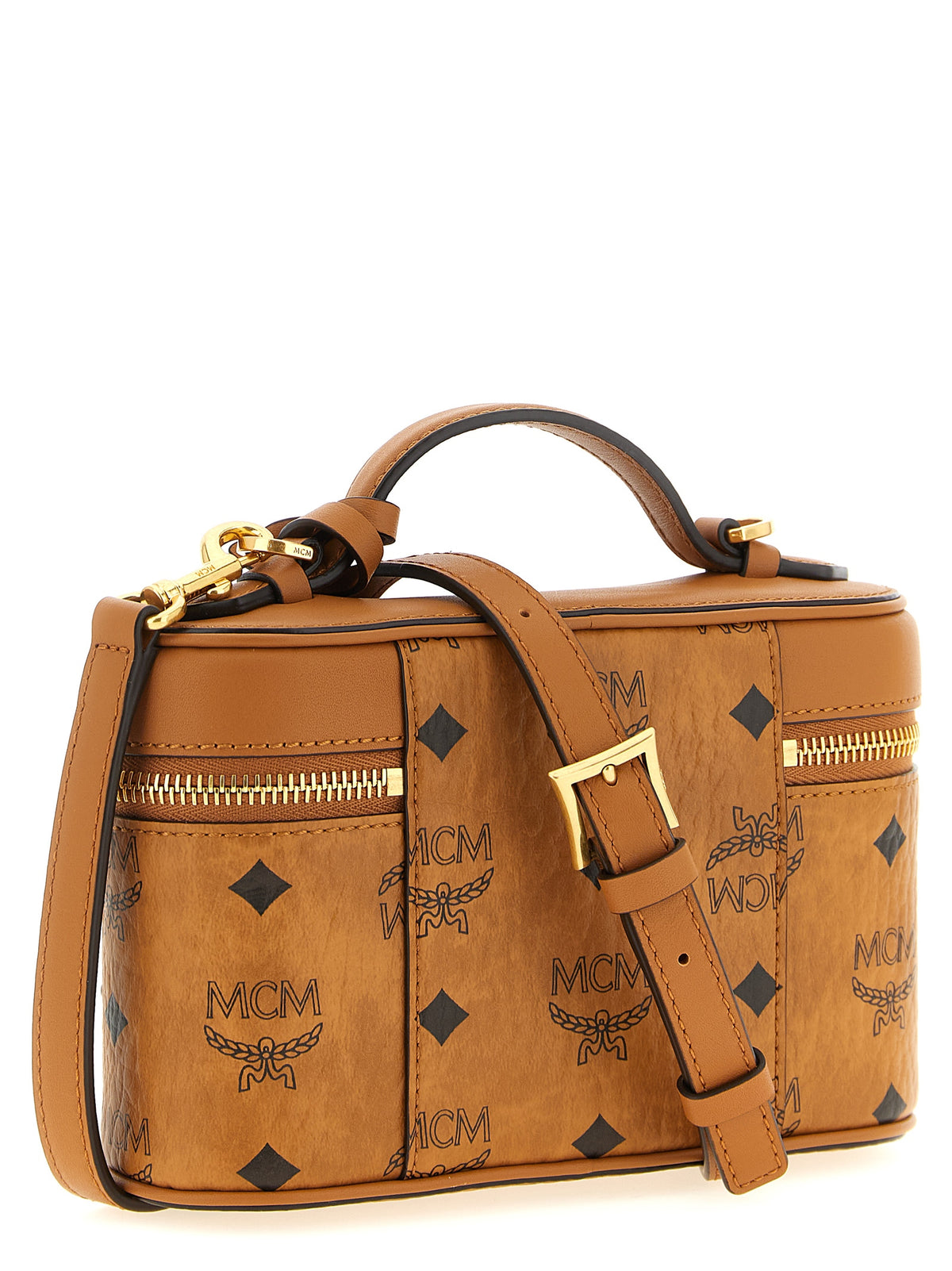 MCM Mini Aren Vanity Case in Visetos Cognac