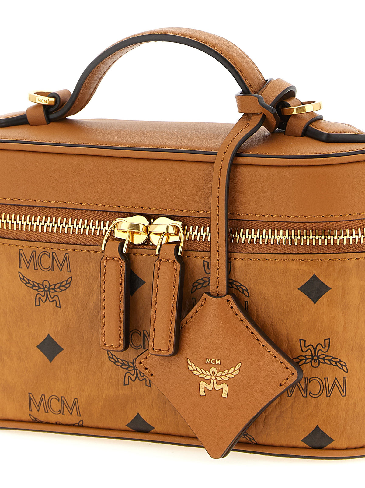 MCM Mini Aren Vanity Case in Visetos Cognac