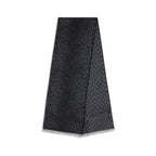 Gucci Reversible GG Wool Jacquard Scarf Black Grey Leopard