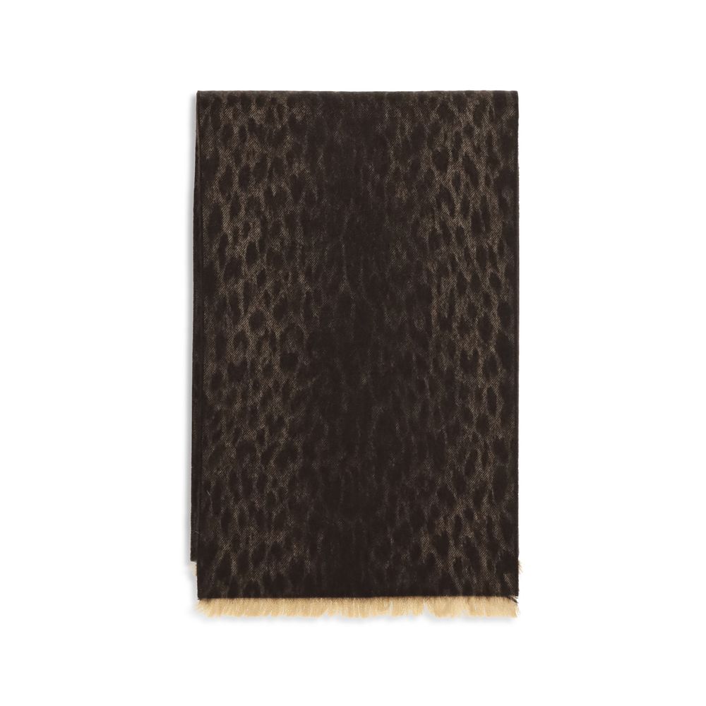 Gucci Reversible GG Wool Jacquard Scarf Camel & Leopard