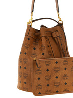 MCM Medium Dessau Drawstring Bag in Visetos Cognac
