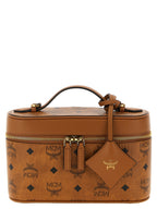 MCM Small Aren Vanity Case in Visetos Cognac