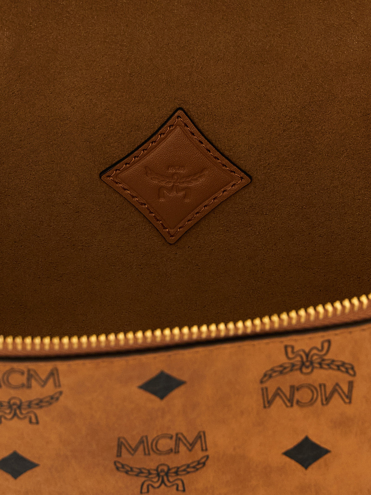 MCM Small Aren Vanity Case in Visetos Cognac