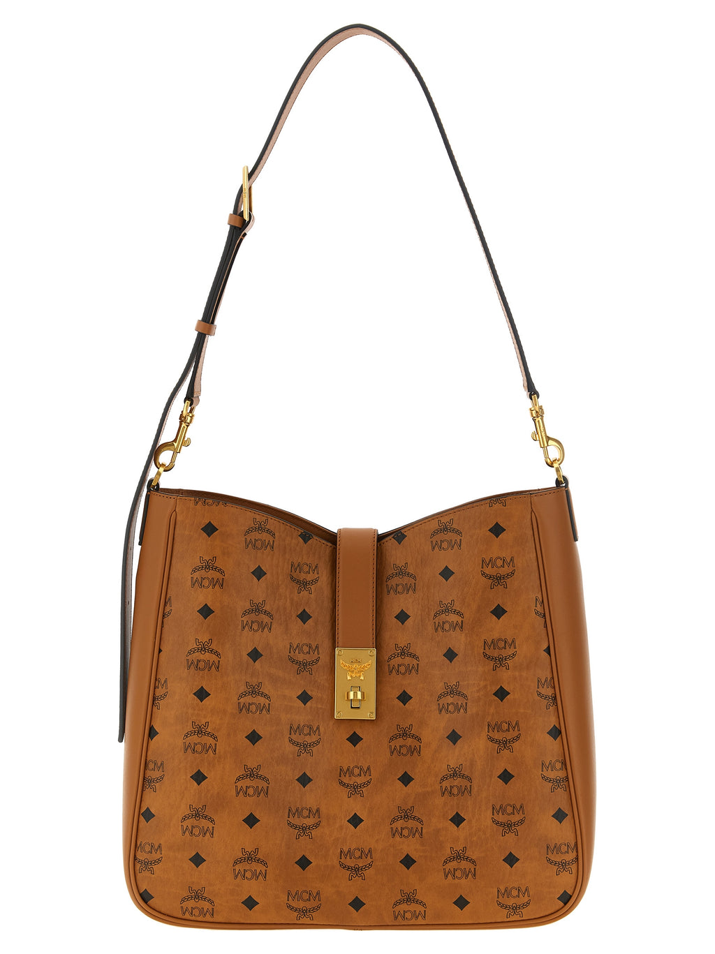 MCM Tracy VI Hobo Shoulder Bag in Visetos Cognac