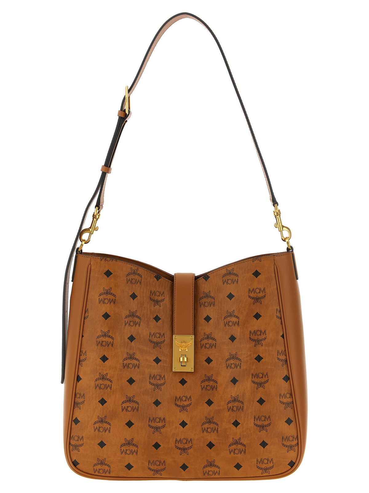 MCM Tracy VI Hobo Shoulder Bag in Visetos Cognac