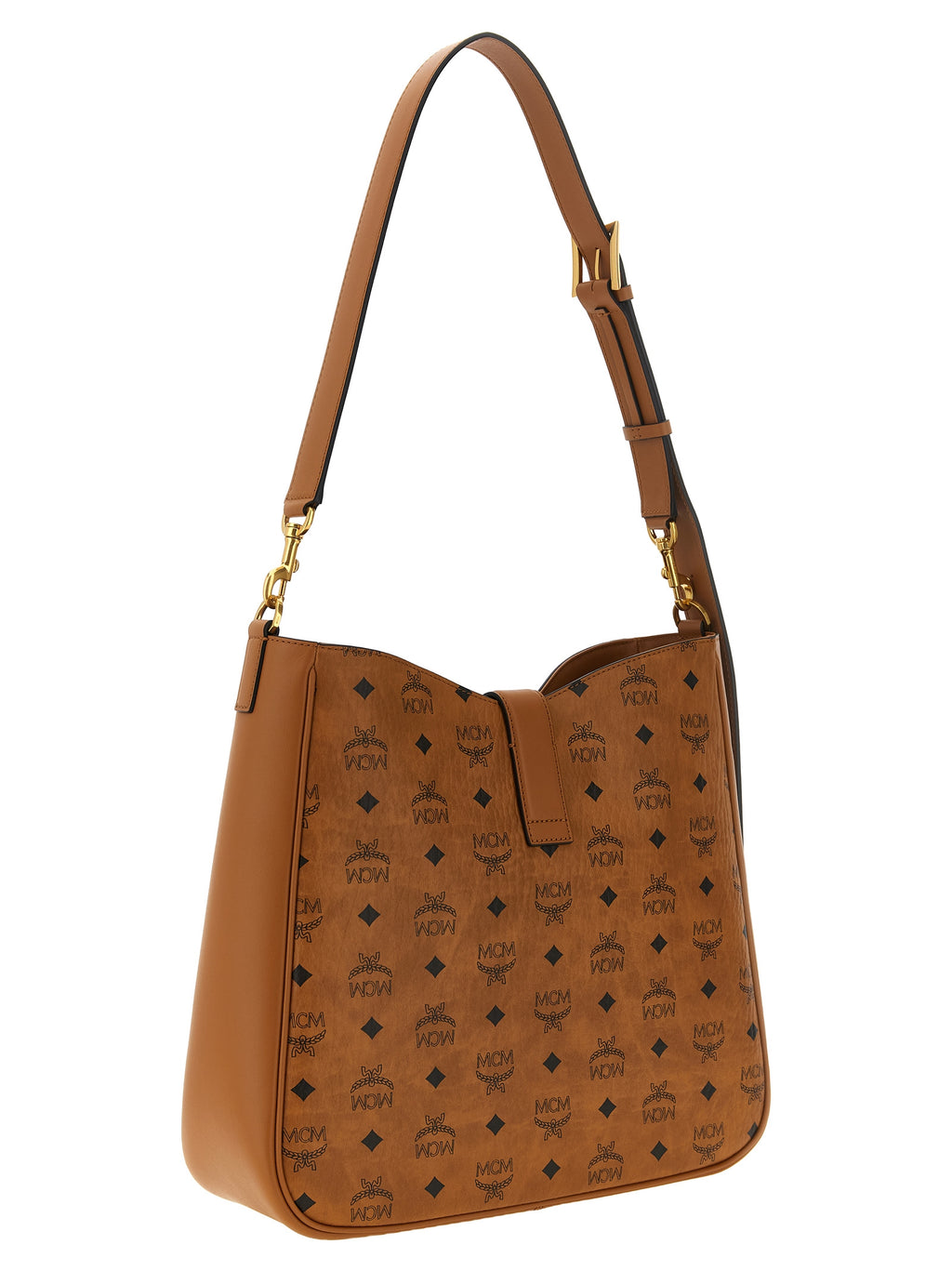 MCM Tracy VI Hobo Shoulder Bag in Visetos Cognac