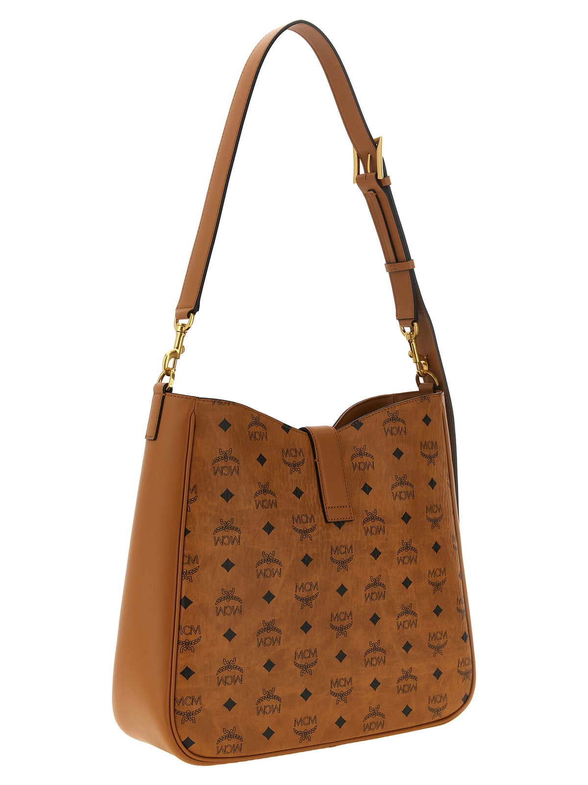 MCM Tracy VI Hobo Shoulder Bag in Visetos Cognac